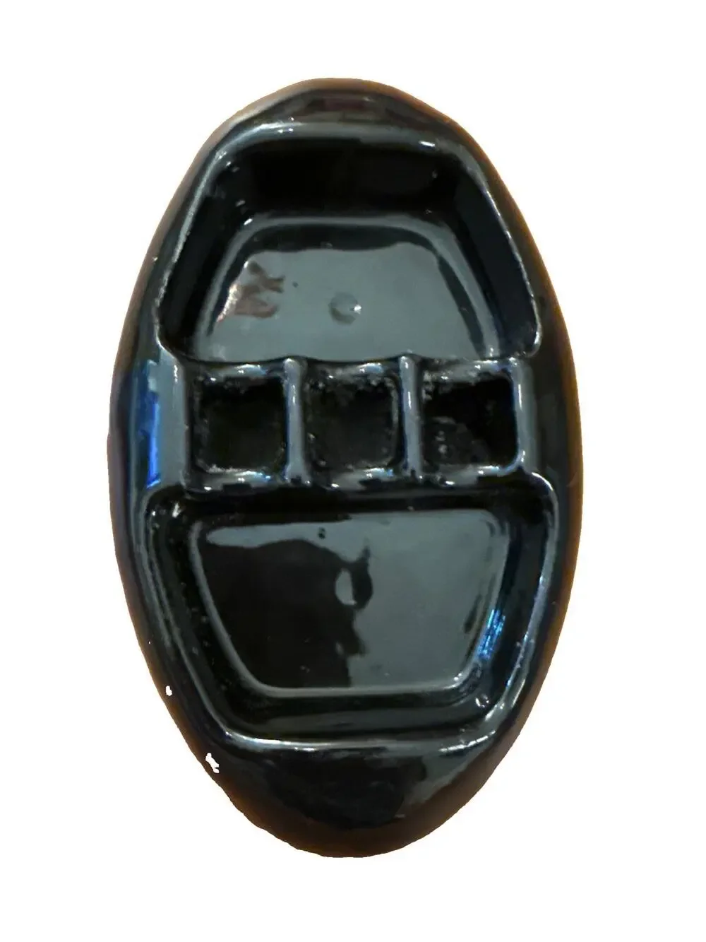 Vintage Snuf-A-Rette Oblong End Table Ashtray Black Ceramic Made in USA 3 x 5